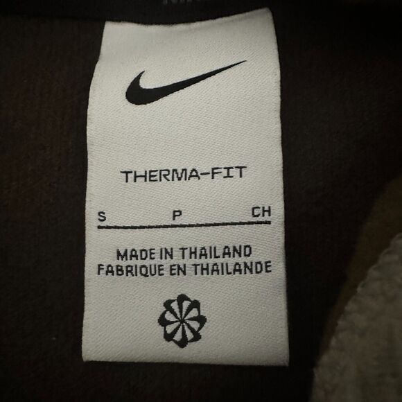 Nike Therma Fit Hoodie Men's Size Small Olive Green Sweatshirt Swoosh Mock Neck - Picture 4 of 4